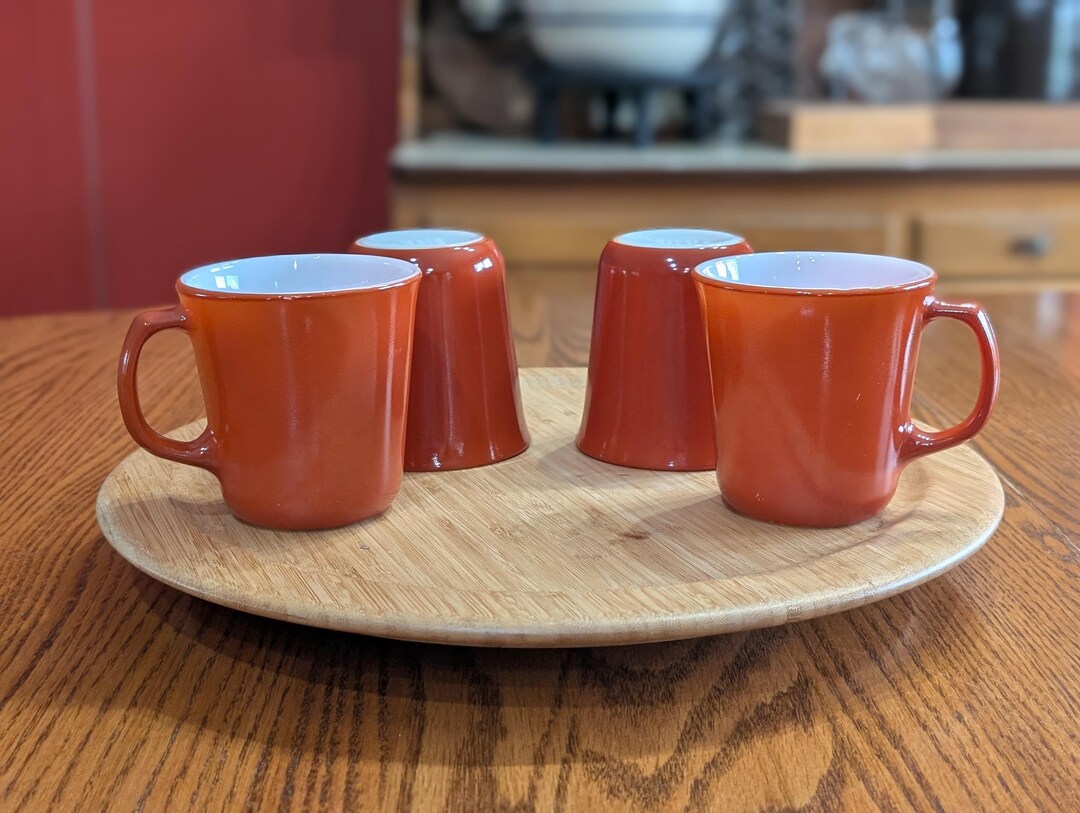 Vintage Corning Ware Orange Mugs – Milk Glass Coffee Cup – Made in USA ...