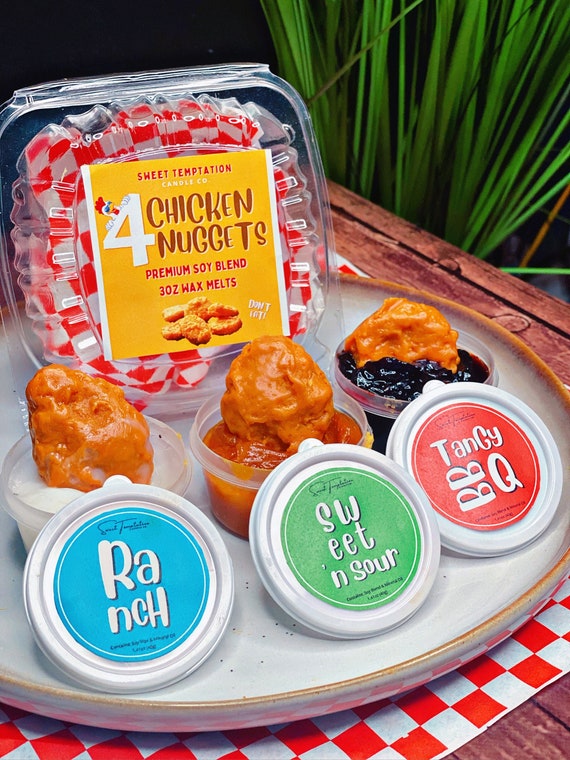 4 Piece Chicken Nugget Wax Melts With Dipping Sauce Birthday Cake Scented  Mcdonald Inspired food Wax Melts Wickless Highly Scented 