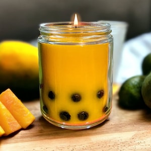 Mango Milk Boba Candle | Drink Candle | Premium Soy Blend Milk Tea Candle | Asian Inspired Scents | Gifts For Boba Lovers | Highly Scented