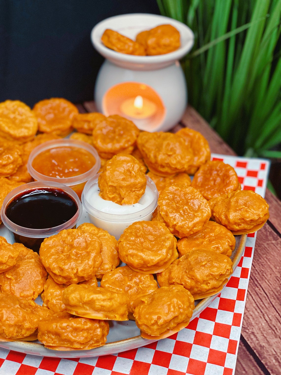 4 Piece Chicken Nugget Wax Melts With Dipping Sauce Birthday Etsy