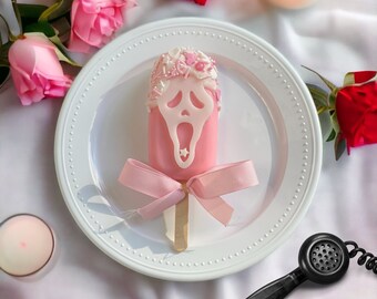 Pink Ghostface Wax Melts | No You Hang Up- Scream | Food Wax Melts | Girly Horror | Spooky Pink Halloween Decor | Popsicle Horror Wax Melt