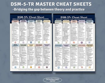 DSM-5 Diagnostic Criteria Cheat Sheets, DSM-5 TR Study Guide, Mental Health Reference, Therapist Resource (PDf Download)