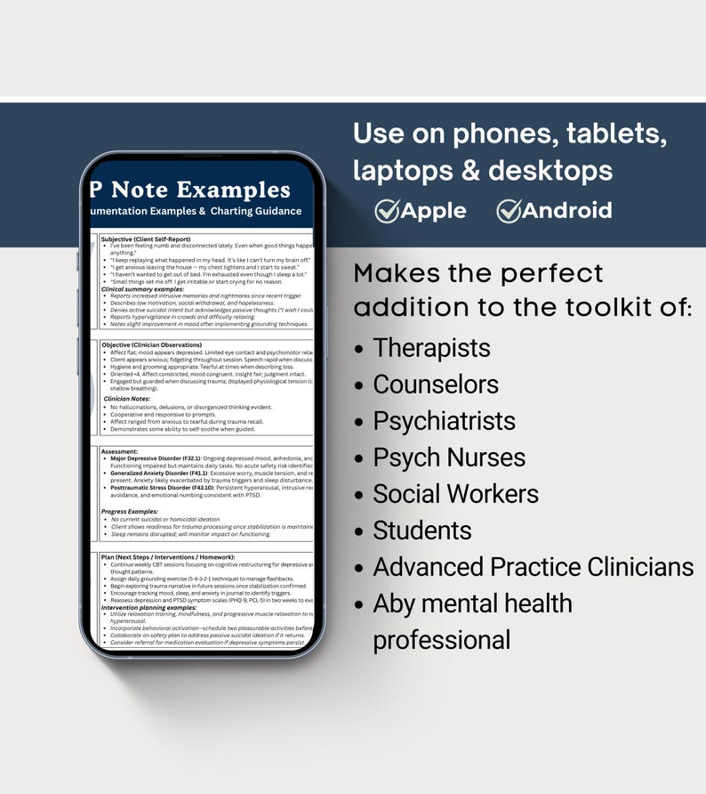 Psychotherapy SOAP Documentation Examples & SOAP Note Template, Mental ...