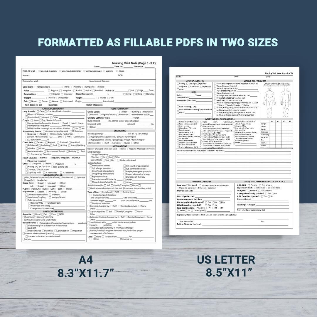 Home Health Nurse Visit Note Template | Skilled Nursing Home Visit ...
