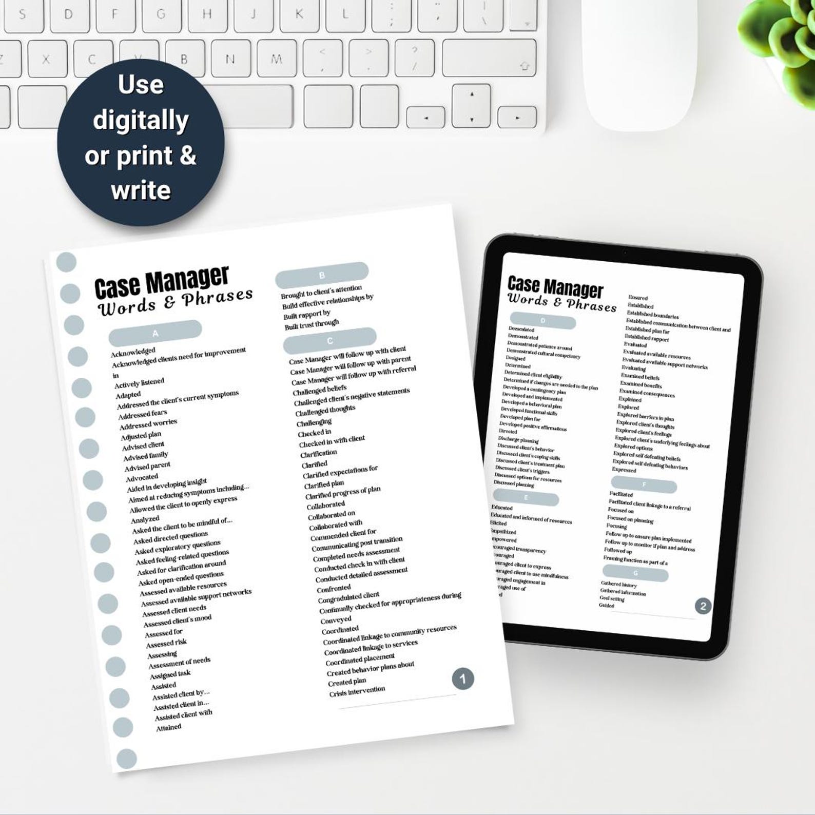 Case Manager Checklist.pdf Case Manager Cheat Sheet - Documentation Verbiage, Interventions ...