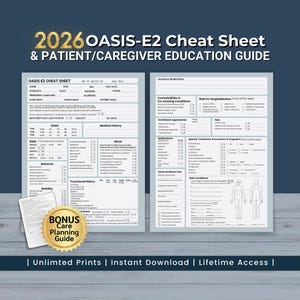 OASIS Start of Care Cheat Sheet, 2026 Home Health Nurse Skilled Nursing Admission Oasis-E1 Guide (PDF Download)