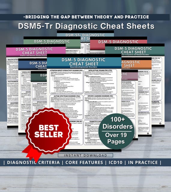 DSM5 Cheat Sheet - 100+ Mental Disorders DSM5-Tr Diagnostic Criteria, Psychiatrist Diagnosing Tool (PDF Download)