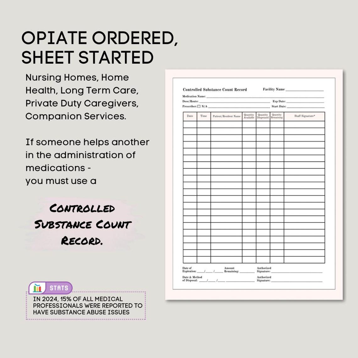 Narcotic Count Sheet - Controlled Substance Inventory Report, Narc ...