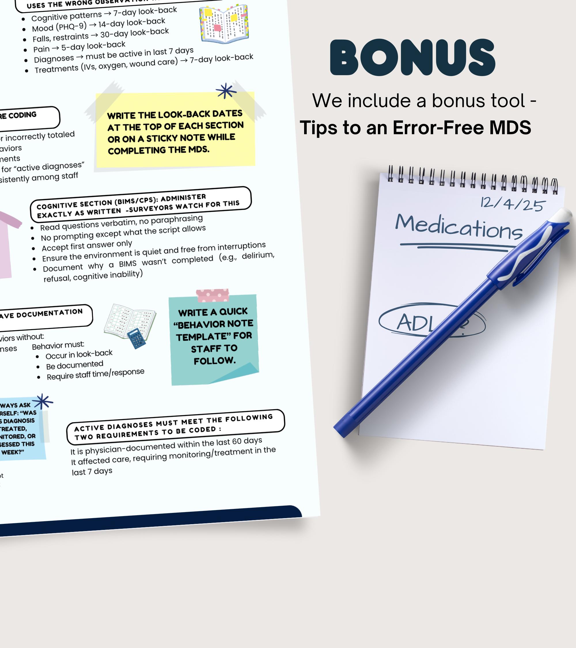 MDS Submission Checklist, MDS Nurse Assisted Living RAI Reference ...