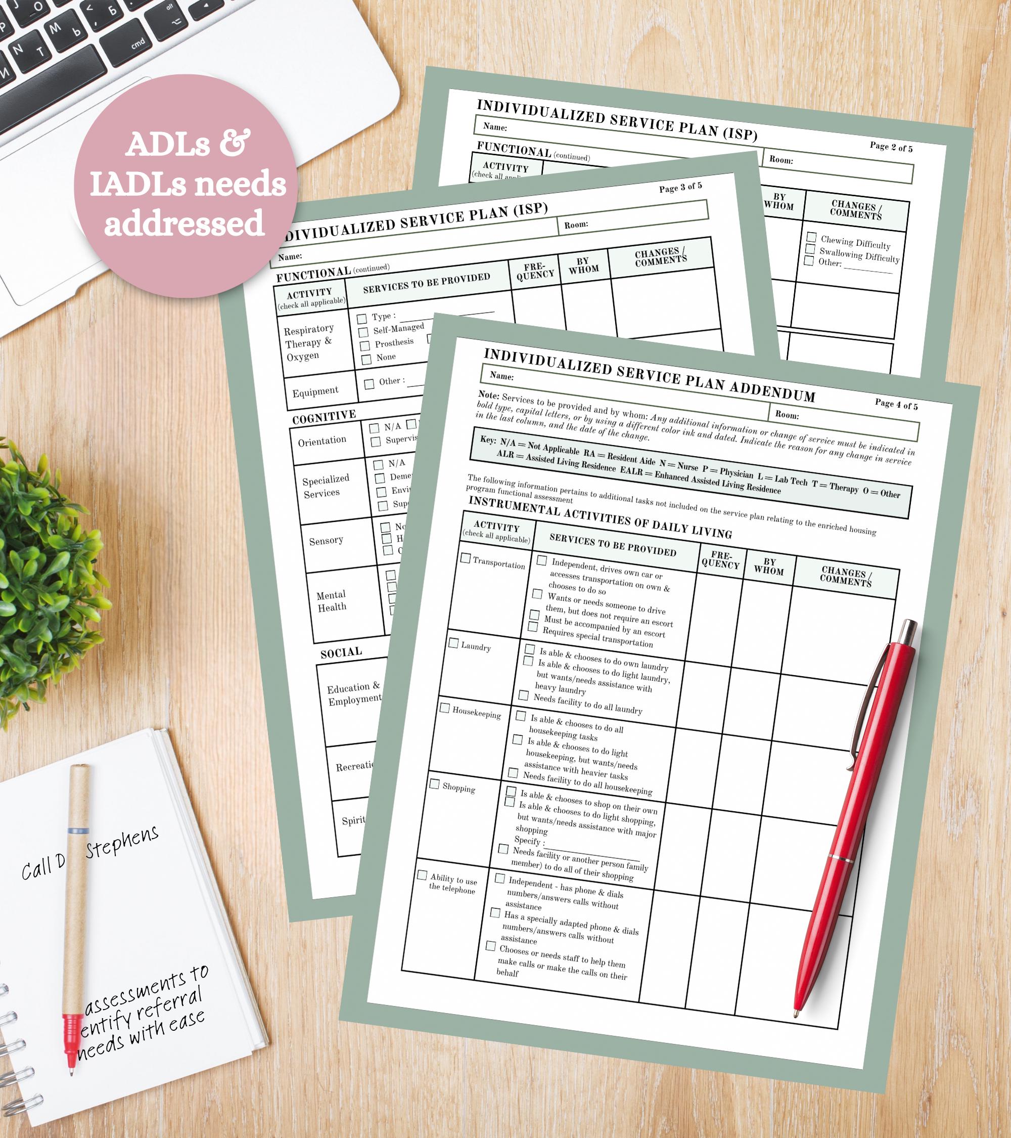 Individual Service Plan Template, Assisted Living Facility Personal ...