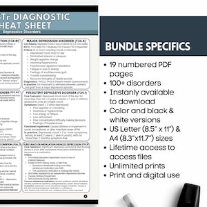 DSM5 fusklapp - 100+ psykiska störningar DSM5-Tr diagnoskriterier, psykiatrisk diagnosverktyg (PDF-nedladdning) bild 9