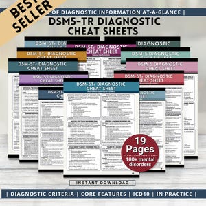 DSM-5 Diagnostic Cheat Sheet Collection - 19 Page Mental Disorder Diagnosis Criteria Reference Guide (PDF Download)