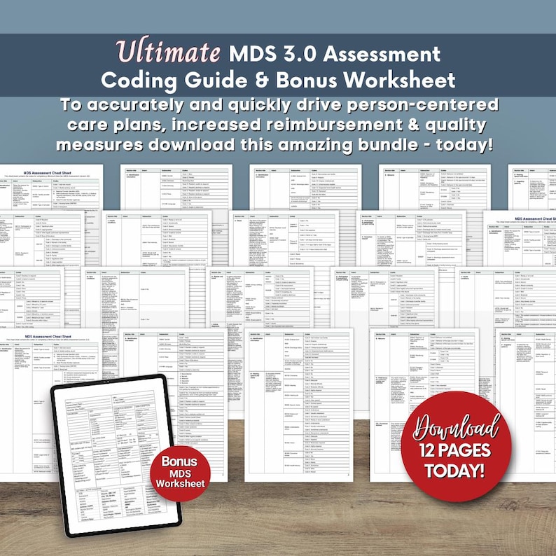 MDS Coding Assessment Cheat Sheet, MDS Coordinators Quick Reference for ...