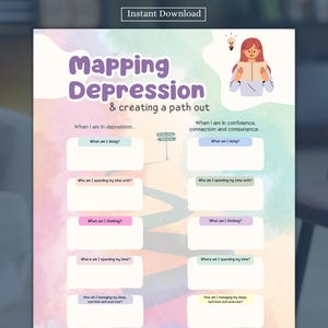 Mlustration von Depressionen, Narrationstherapie, lösungsorientiertes Arbeitsblatt für Therapeuten, Traumatherapie, therapeutisches Handout, Therapeuten-Werkzeuge