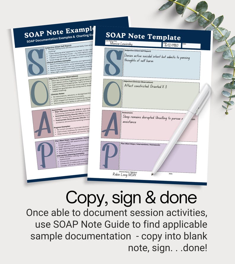SOAP Note Therapy Cheat Sheet, Psychotherapy Documentation Samples ...