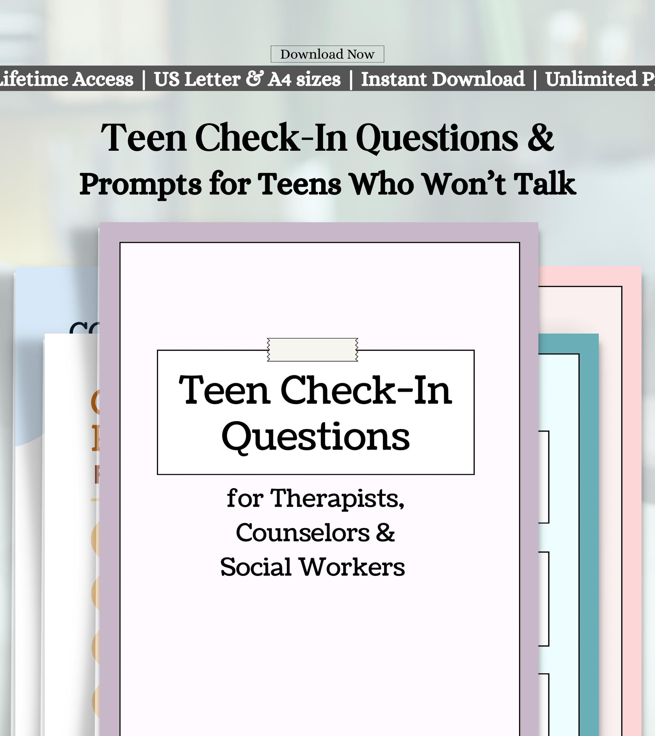 Teen Check-in Prompts, Counselor Conversation Starters (digital ...