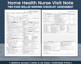 Home Health Nurse Visit, Start of Care Visit Form, Skilled Nursing Routine Visit Assessment, Home Healthcare Nurse (PDF Download)