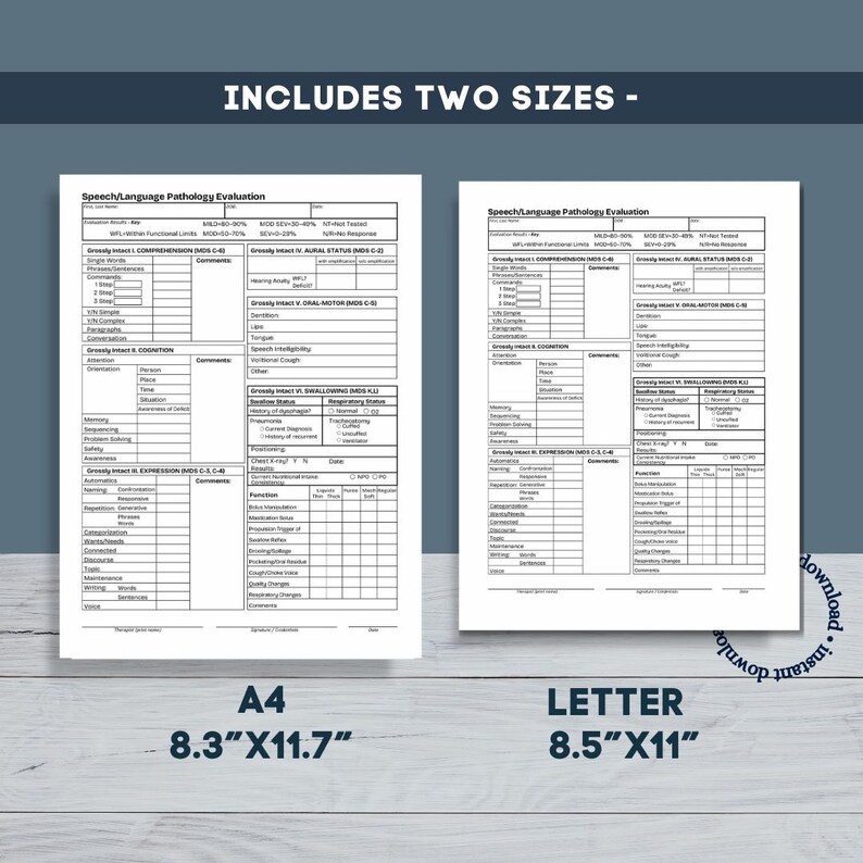 Speech Therapy Evaluation Template Slp St Assessment Form Pdf Etsy