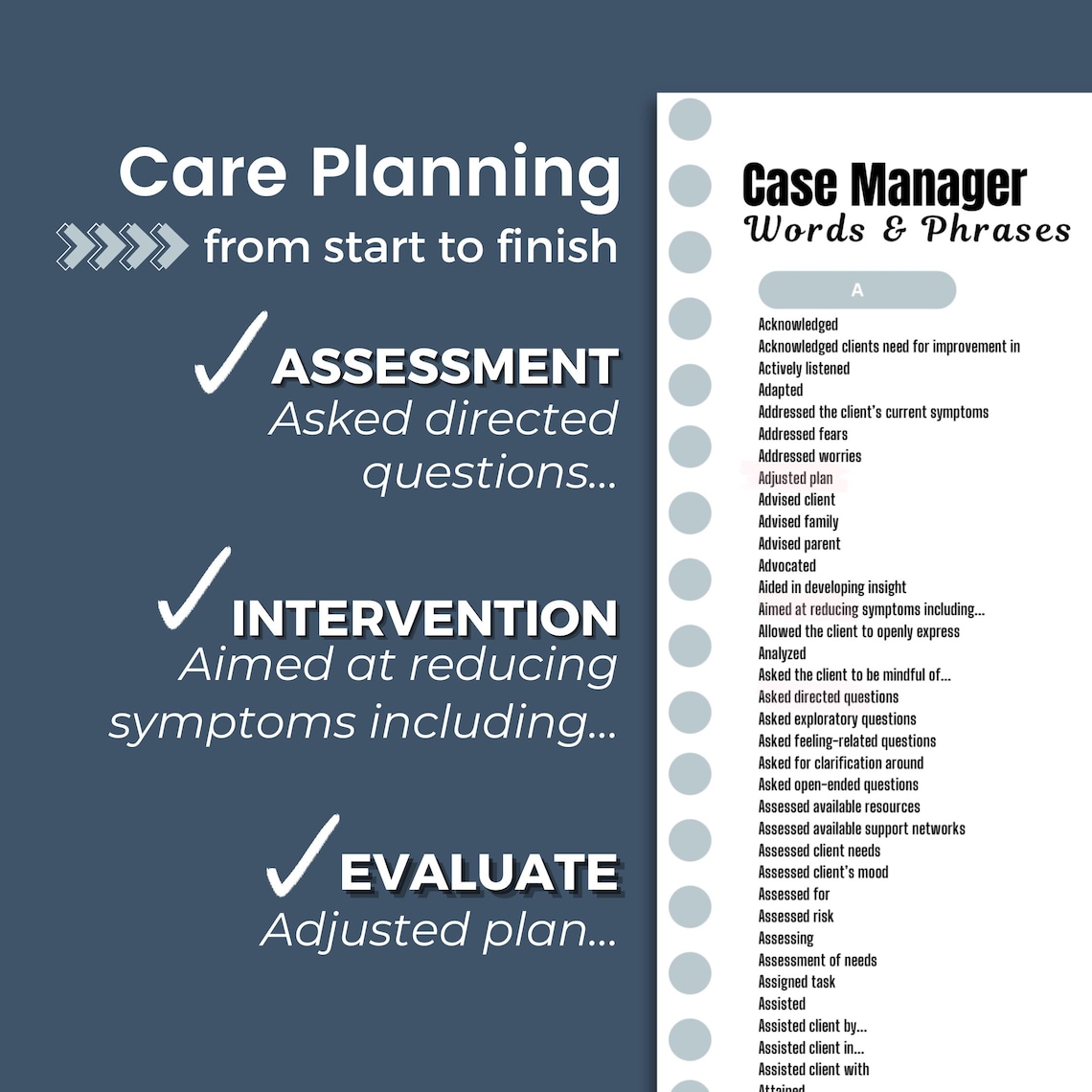Case Manager Cheat Sheet - Documentation Verbiage, Interventions ...
