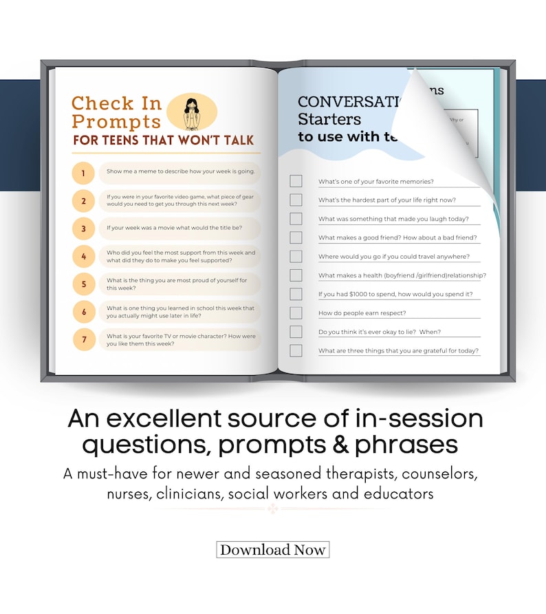Teen Check-in Prompts, Counselor Conversation Starters (digital ...