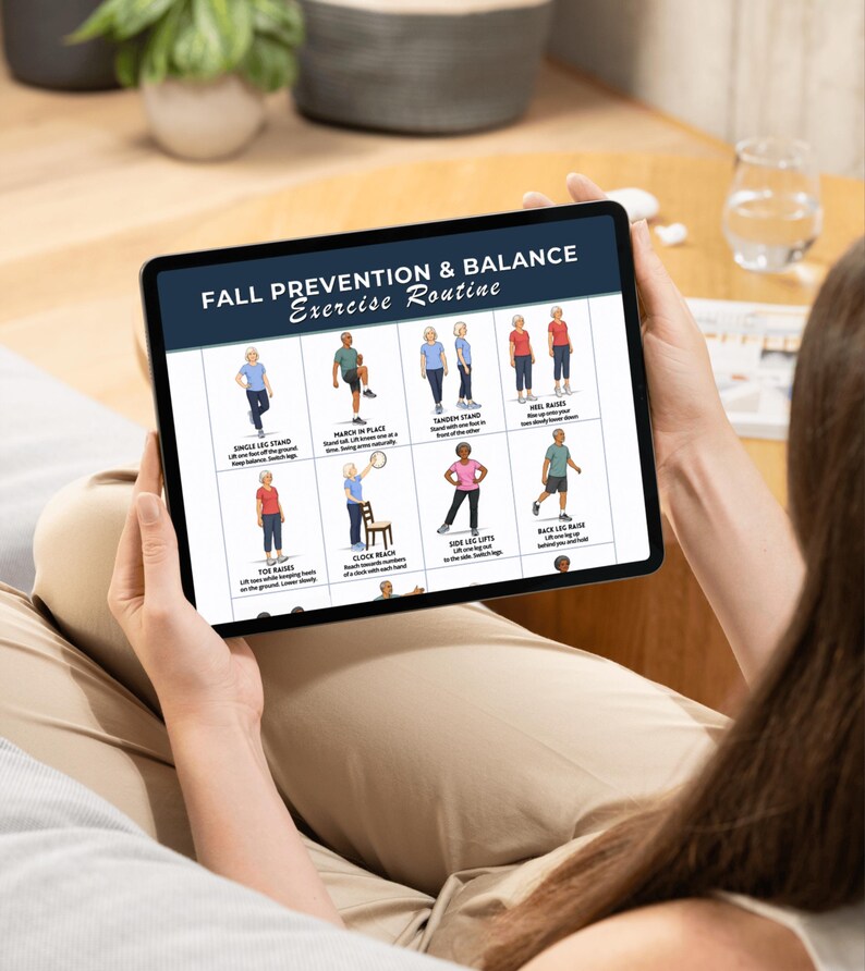 Fall Back Exercise Fall Prevention Balance Exercises for Seniors Poster | 16 Easy ...
