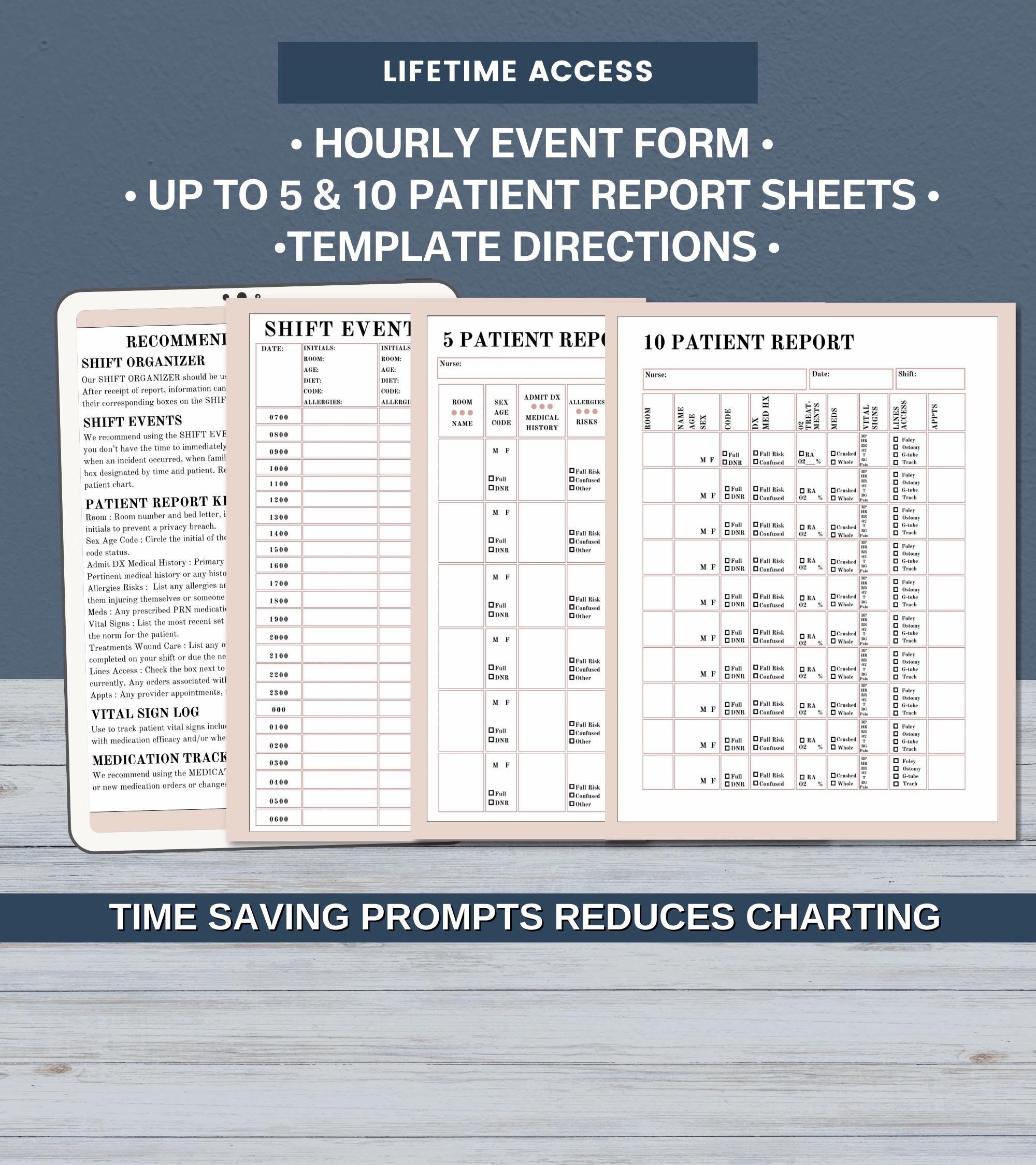 Editable Skilled Nursing Shift Organizer Bundle: Patient Report, Task ...