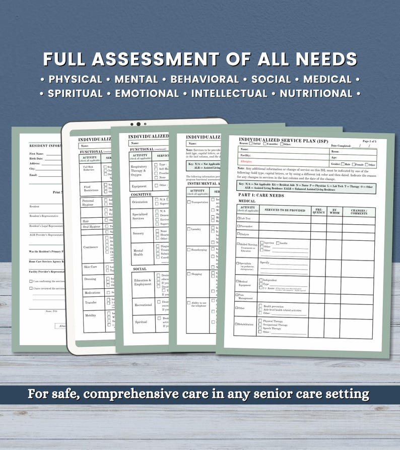 Comprehensive Care Plan Template for Nursing Homes, Assisted Living ...