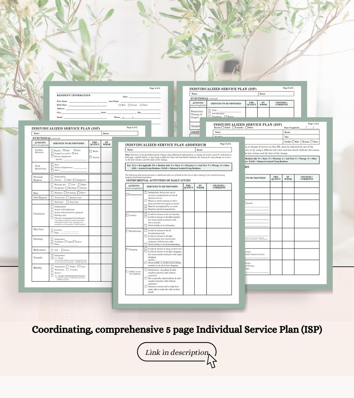 Editable Assisted Living Intake Forms: Nursing Home Resident Assessment ...