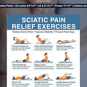 Sciatica Pain Relief Exercises for Seniors, Lower Back & Sciatic Nerve Stretch (PDF Download)