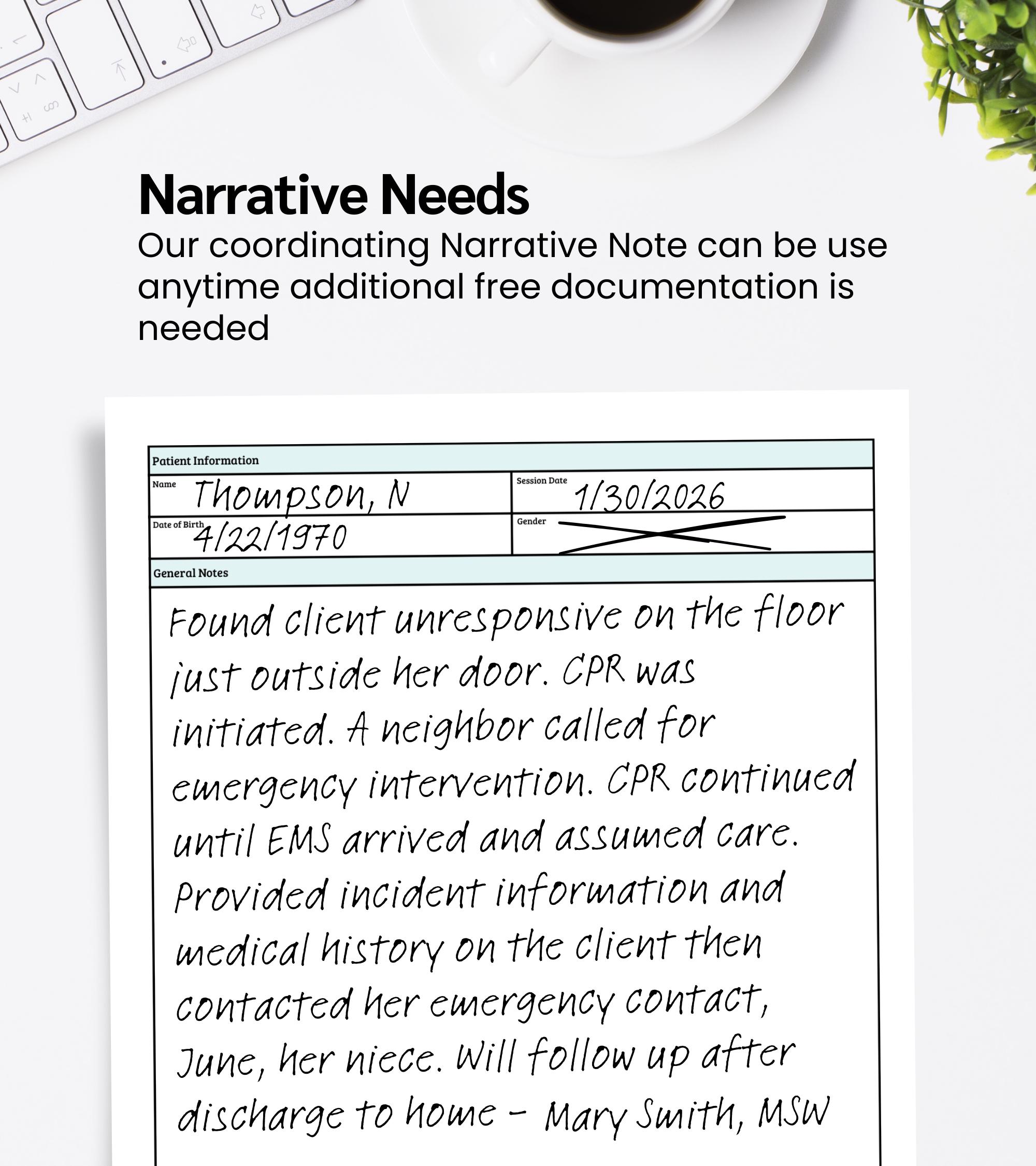 Case Manager Progress Note Printable, Social Worker Visit Notes, RN ...