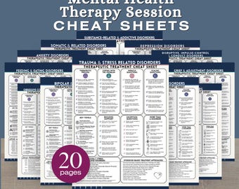 Psychotherapy Session Cheat Sheets - 20-Page Mental Disorder Psychiatric Treatment Prompts - Anxiety, ADHD, PTSD, Autism (PDF Download)