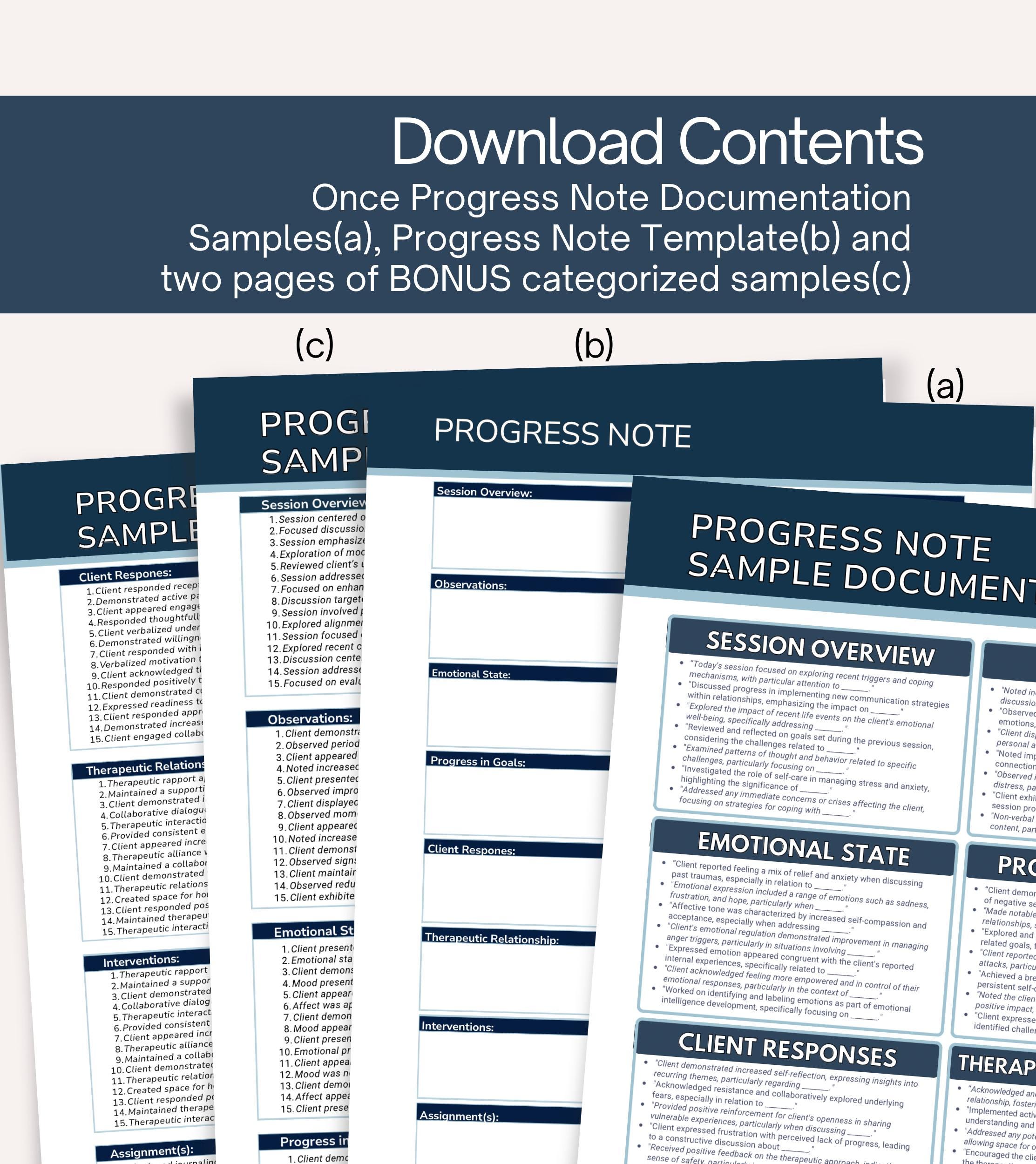 Progress Note Cheat Sheet & Documentation Guide, Mental Health ...