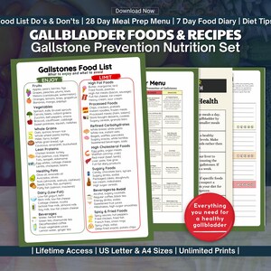 Gallstone Diet Guide: 7-Day Meal Plan, Food Tracker (PDF Downloadable)