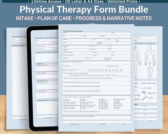 Physical Therapy Forms Bundle: Client Intake, SOAP Note, Narrative Templates (Digital Download PDF)
