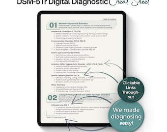 DSM-5-TR Cheat Sheet for Therapists | Differential Diagnosis Quick Reference Guide | Clickable Diagnostics (Clickable PDF)
