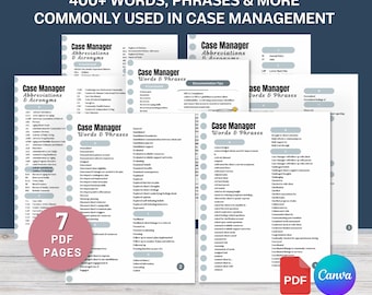 Case Management Interventions: Nurse, Social Worker Action Words (Printable)