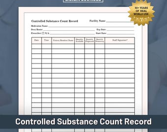 Narcotic Count Sheet - Controlled Substance Inventory Report, Narc Count Nursing Document (PDF Download)