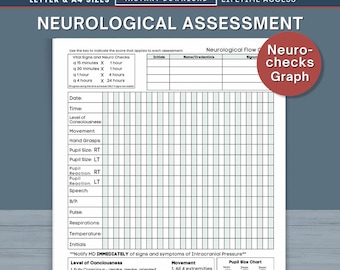 Neurological Assessment Neuro-Checks Flow Sheet - Home Health and Hospice Nursing Neurology Status, Palliative Care Form (PDF Download)WC