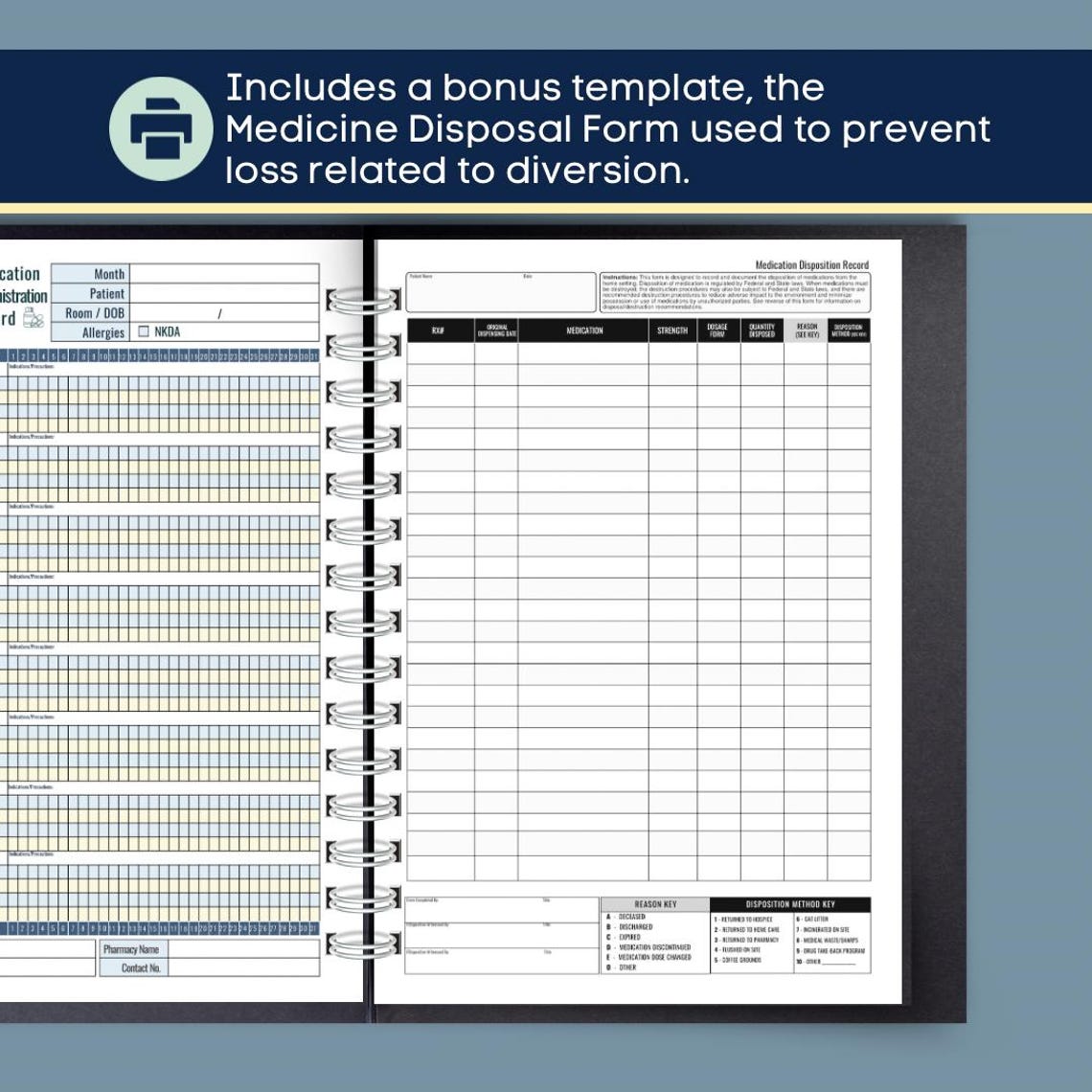 Monthly Medication Administration Record (MAR) | Printable Medicine Log ...