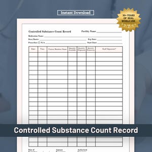 Narcotic Count Sheet: Controlled Substance Inventory Log (PDF Download)