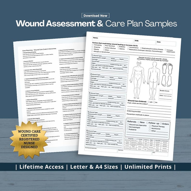 Wound Care Assessment Form, Treatment Goals, Nursing Documentation (PDF ...