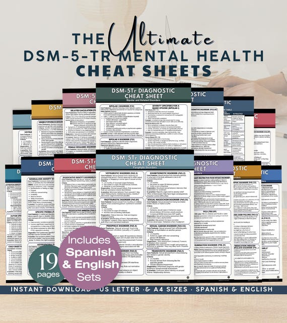 DSM5 Cheat Sheet - 100+ Mental Disorders DSM5-Tr Diagnostic Criteria, Psychiatrist Diagnosing Tool (PDF Download)