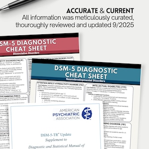 DSM5 fusklapp - 100+ psykiska störningar DSM5-Tr diagnoskriterier, psykiatrisk diagnosverktyg (PDF-nedladdning) bild 8