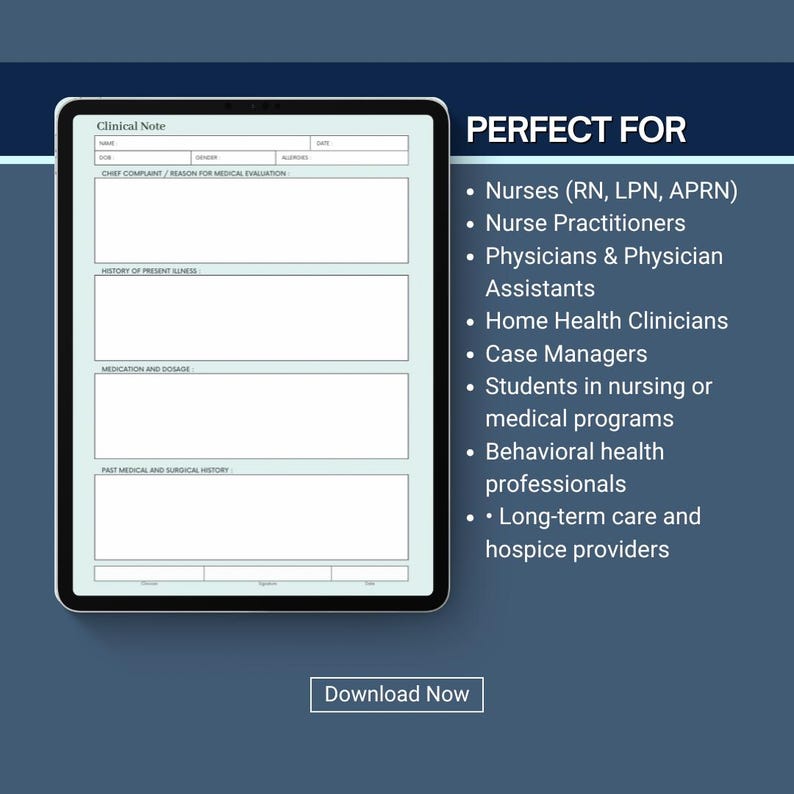 Clinical Note Template + Narrative Medical Note | 2-page SOAP Style ...