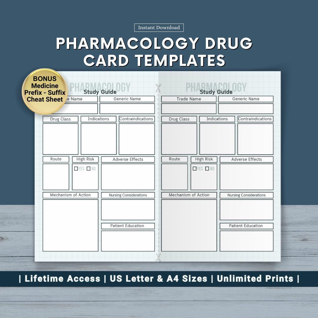 Printable Pharmacology Card Template | Medication Study Aid for Nursing ...