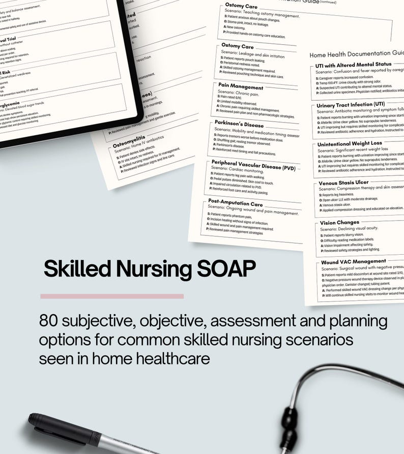 Home Health Nurse Documenting Examples, Skilled Nursing Visit Note ...