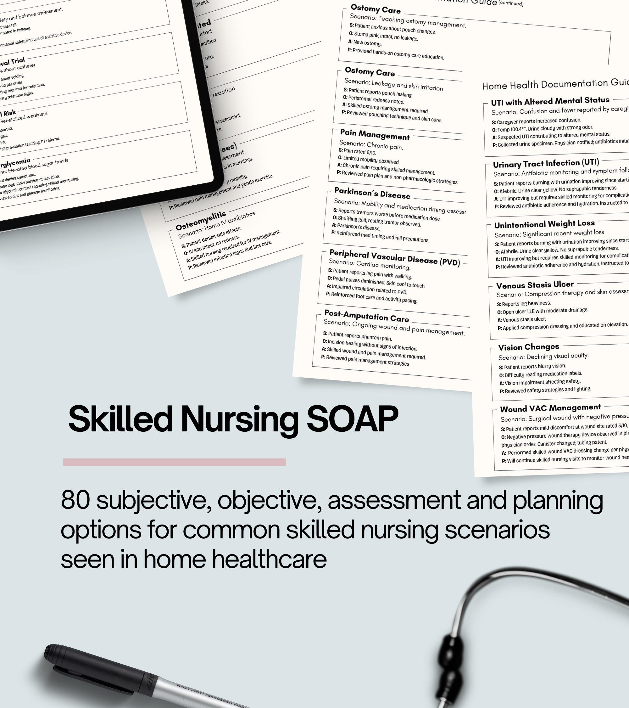 Home Health Nurse Documenting Examples, Skilled Nursing Visit Note ...