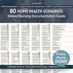Home Health Nurse Documentation Cheat Sheat, 80 Skilled Nursing Home Visit Examples by Diagnosis (14 PDF Page Download)