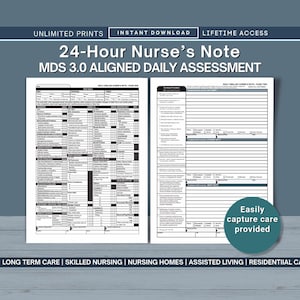 MDS Aligned Skilled Nursing 24 Hour Documentation | 3 Shift Assessment Form | LTC & SNF Charting PDf