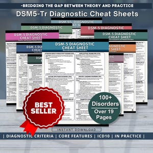 DSM5 Diagnostic Criteria Cheat Sheets - 19-Page DSM5-Tr Mental Disorder Diagnosis Reference, Psychology Guide (PDF Download)
